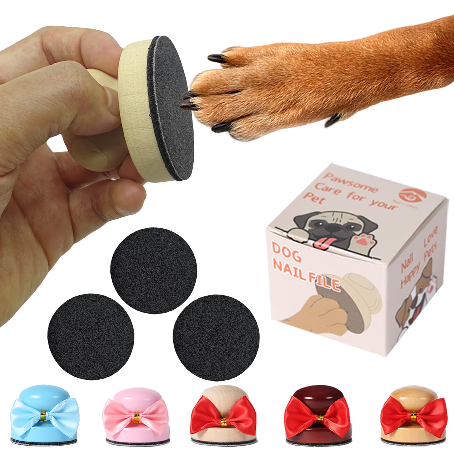 Wooden Dog Nail File with Sandpaper