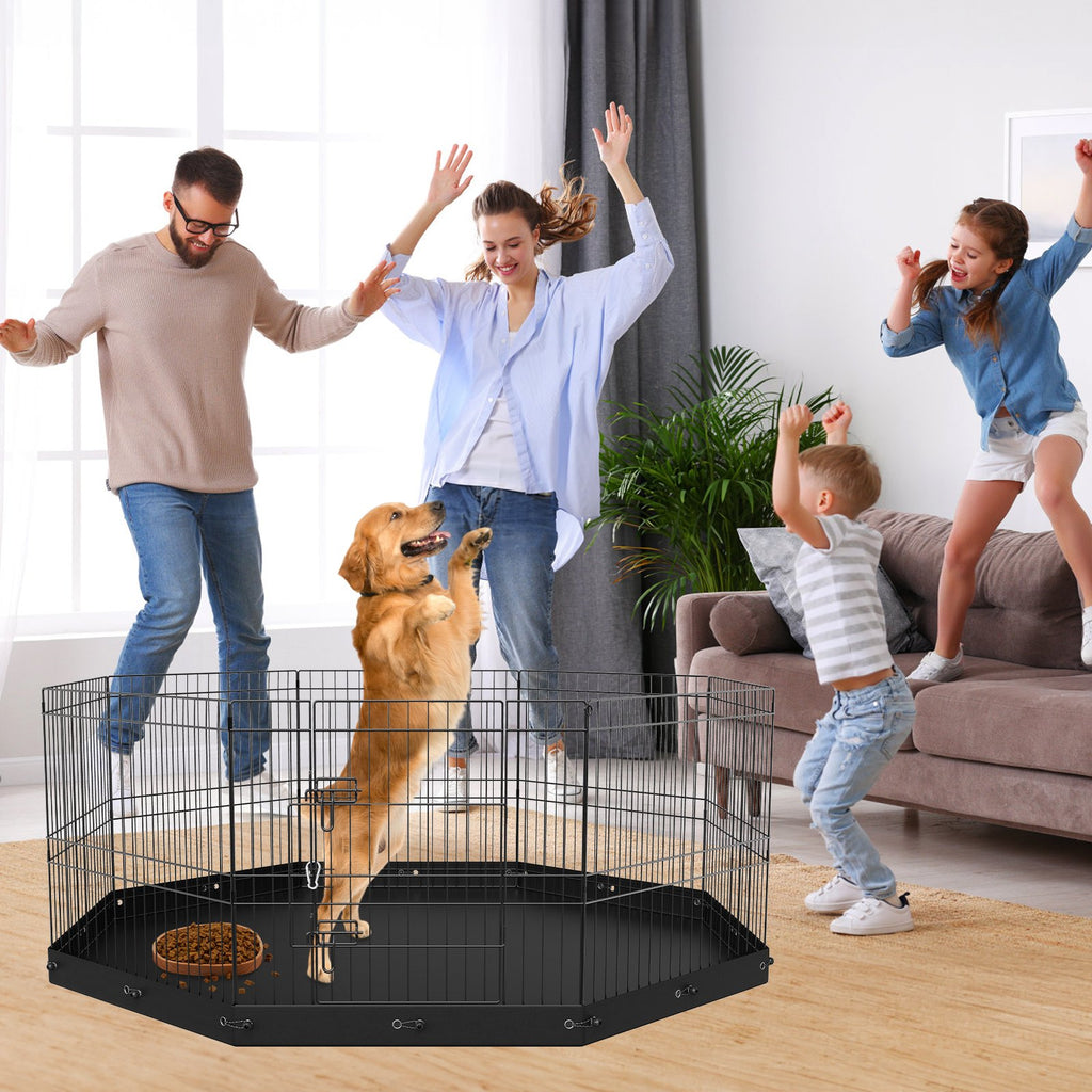 8-Panel Metal Pet Playpen with Ground Stakes, 24" H