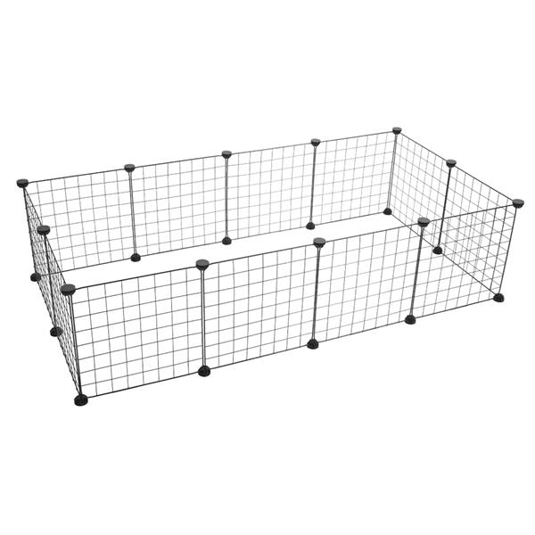 12-Piece Black Metal Mesh Pet Enclosure
