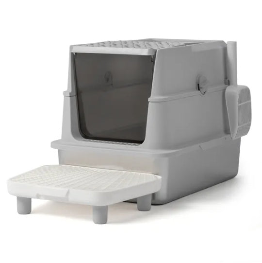 Large Stainless Steel Covered Litter Box with Scoop