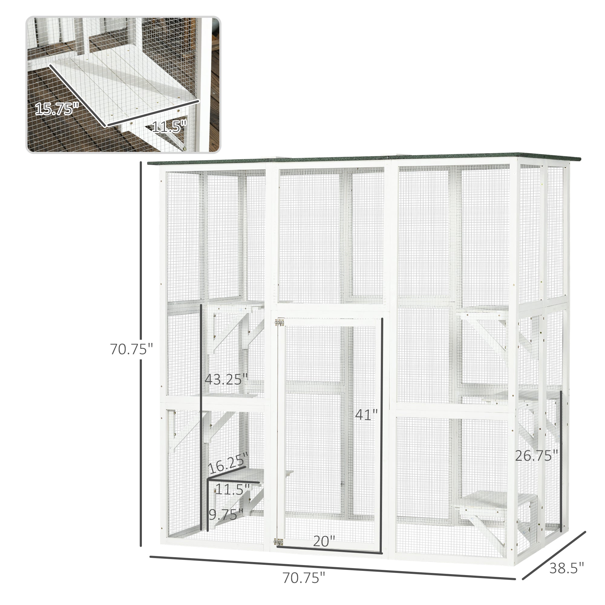 Grand Outdoor Cat Enclosure with 6 Ledges, White