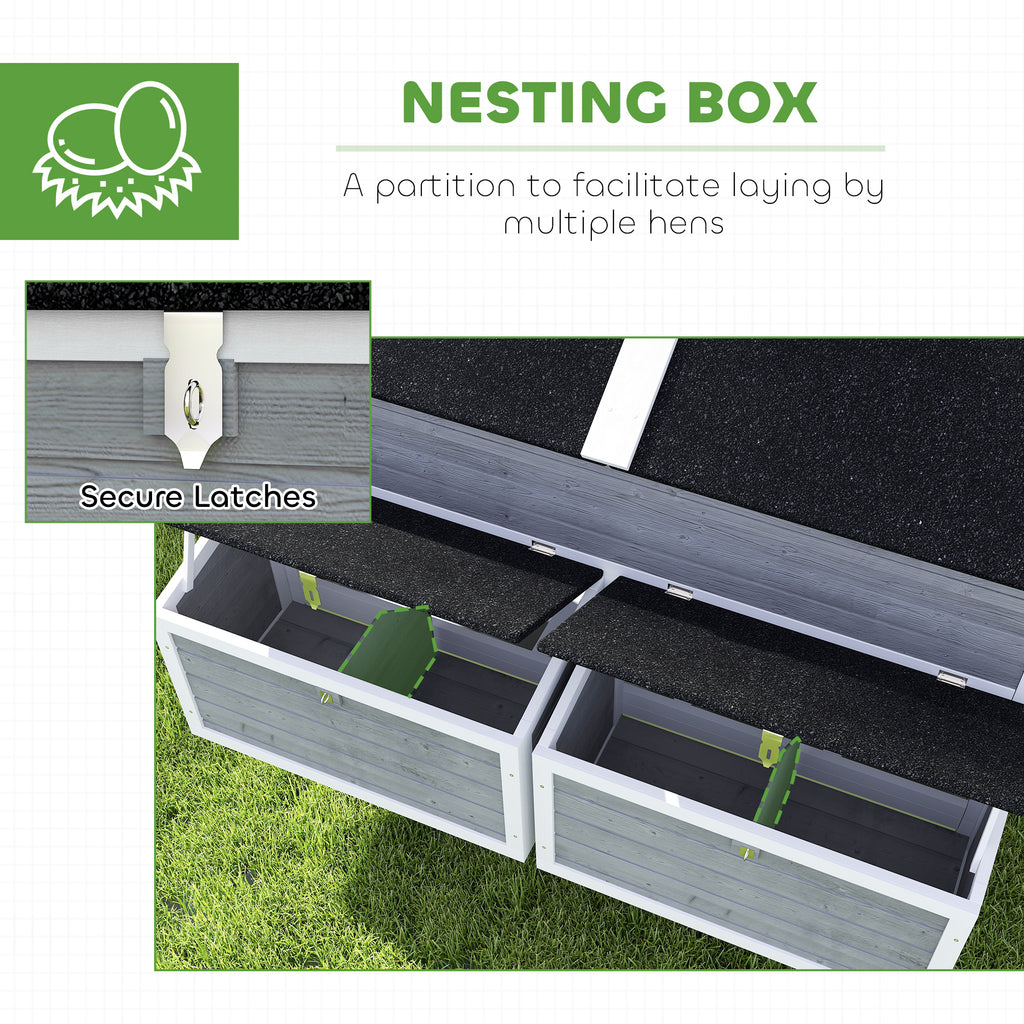 59" Gray Wooden Chicken Coop with Wheels and Nesting Boxes