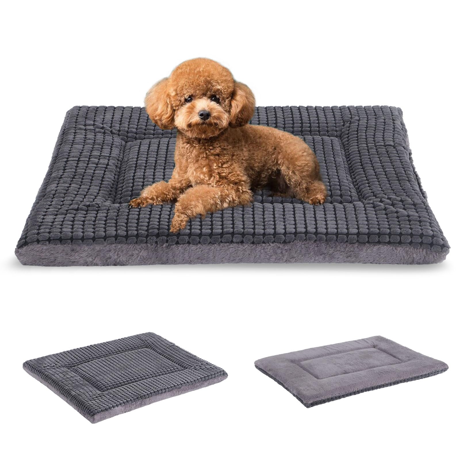 Reversible Memory Foam Pet Bed, 24x18 in Light Grey
