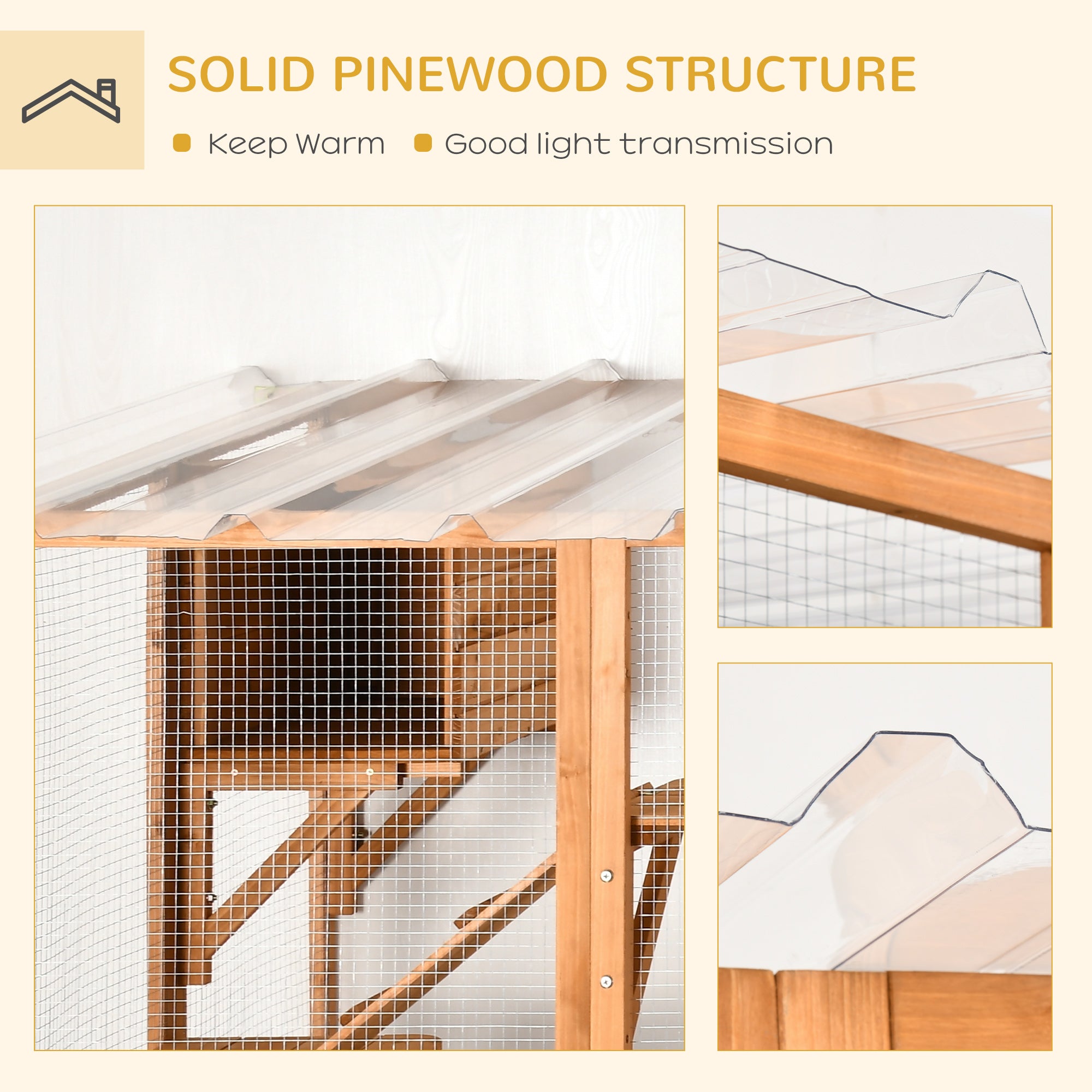 Large Orange Outdoor Cat Enclosure with Multiple Shelves