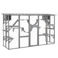 Catio Outdoor Cat Enclosure with Shelves & Bridges, Gray