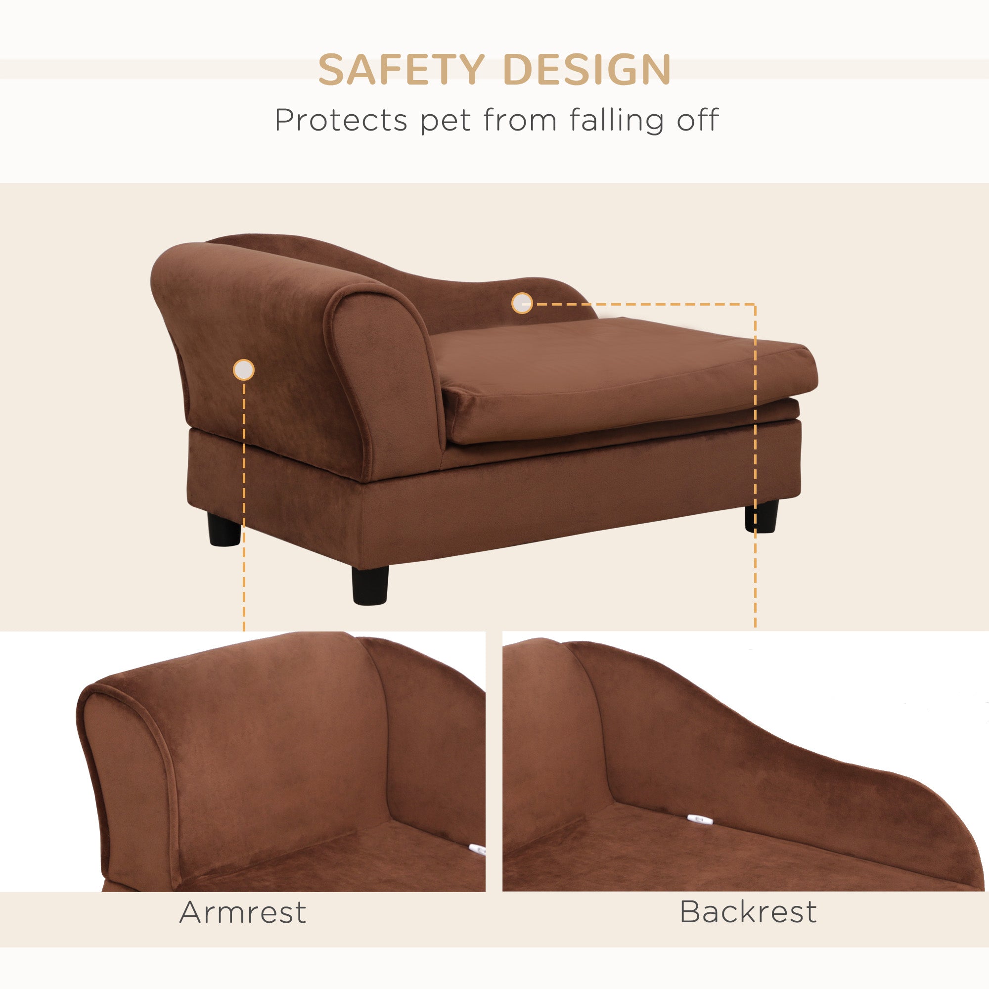 Luxury Pet Sofa with Storage, Brown