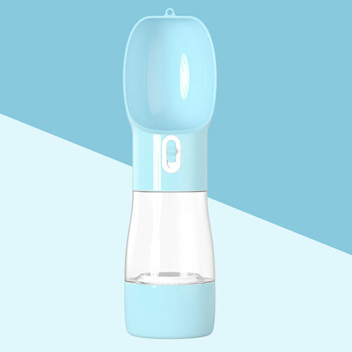 Dual-Compartment Pet Travel Bottle, 258ml Water & 200ml Food