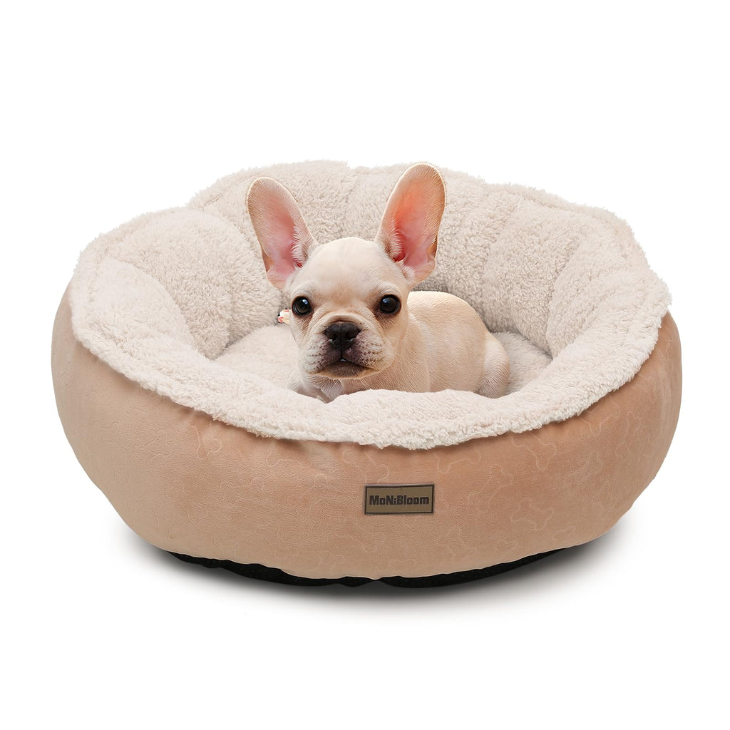 Luxurious Donut Pet Bed - Small, Machine-Washable, Beige