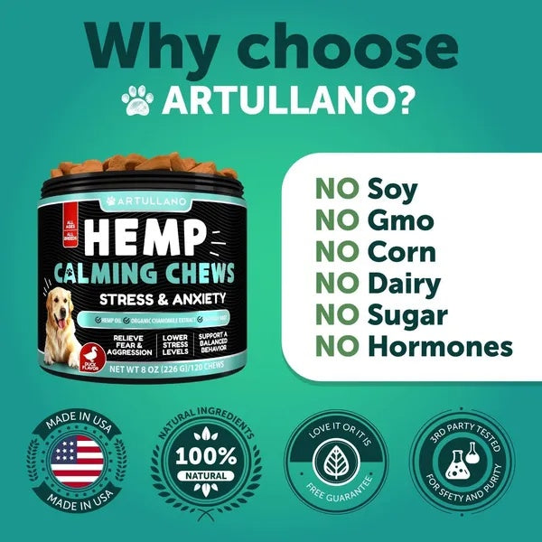 Calming Hemp Chews for Dogs, 120 Count