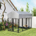 Elite Outdoor Canine Enclosure with Canopy, Silver