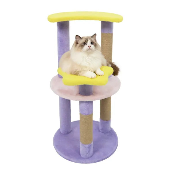 Moon & Star Cat Tree with Jute Scratching Posts - Purple
