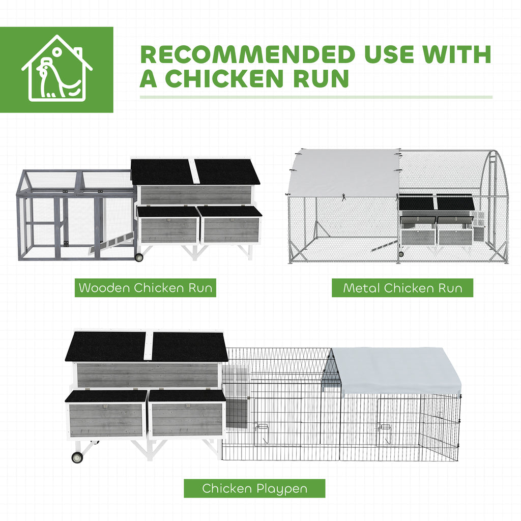 59" Gray Wooden Chicken Coop with Wheels and Nesting Boxes