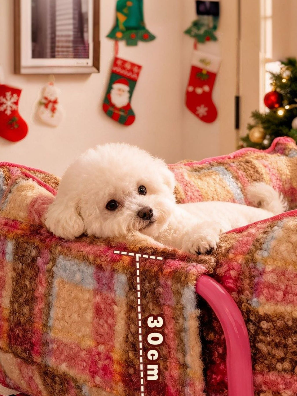 Elegant Plaid Pet Sofa Bed with Plush Cushion
