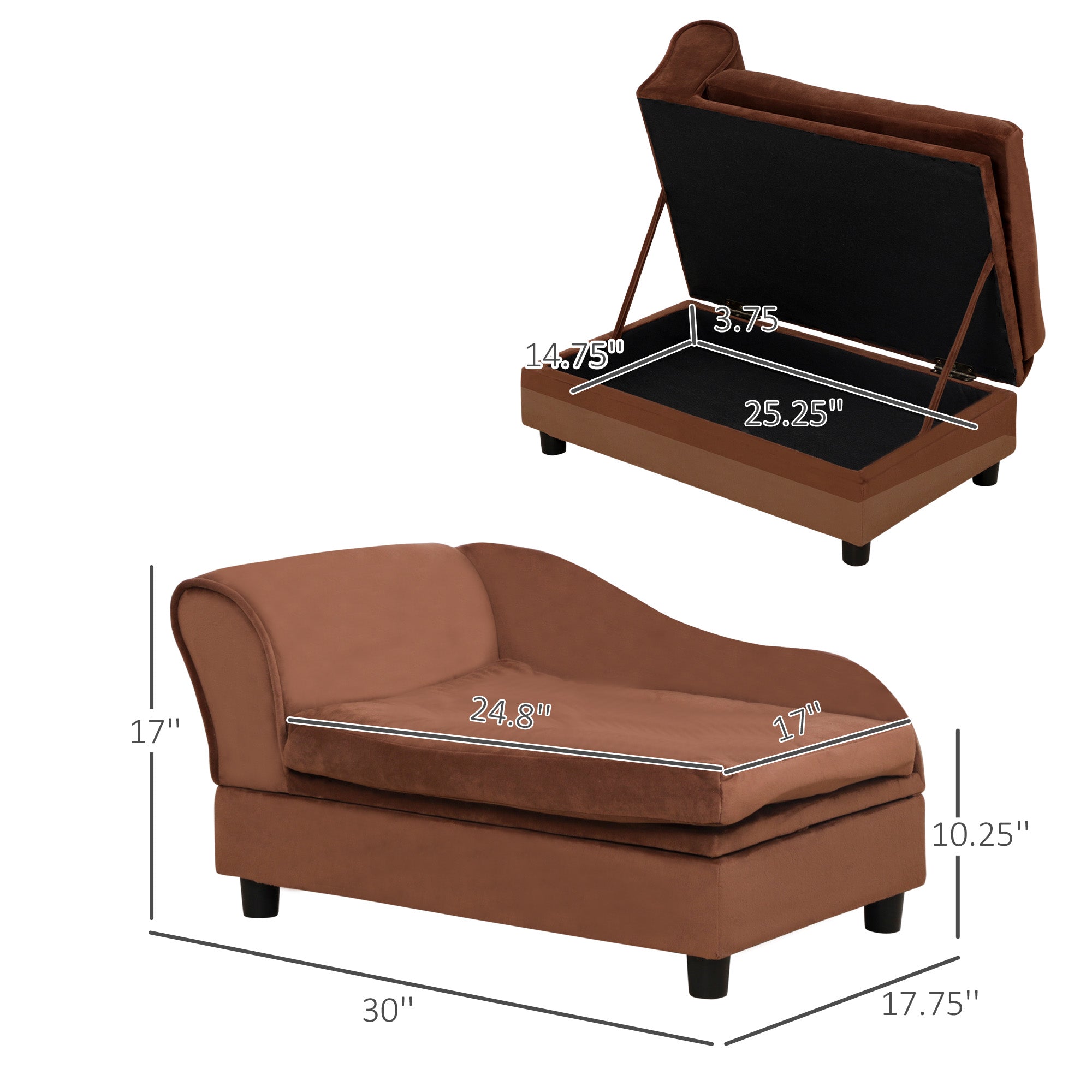 Luxury Pet Sofa with Storage, Brown