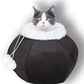 Plush Round Cave Cat Bed with Removable Pillow