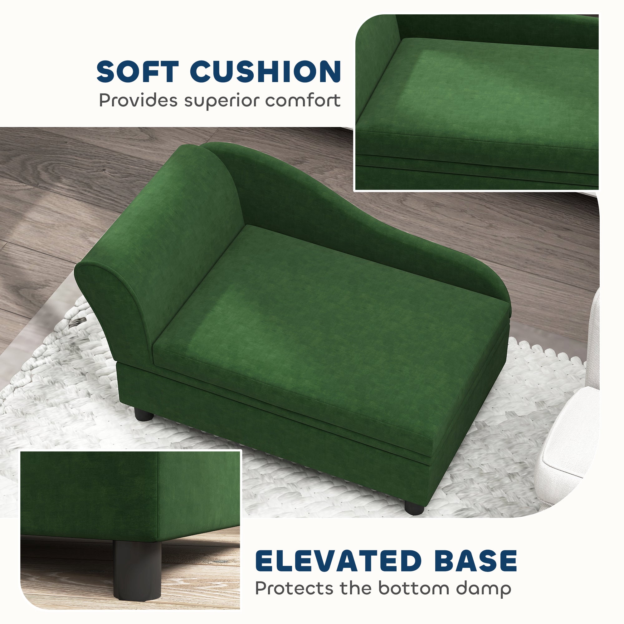 Luxury Pet Sofa Bed with Integrated Storage, Green