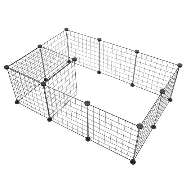 12-Piece Black Metal Mesh Pet Enclosure