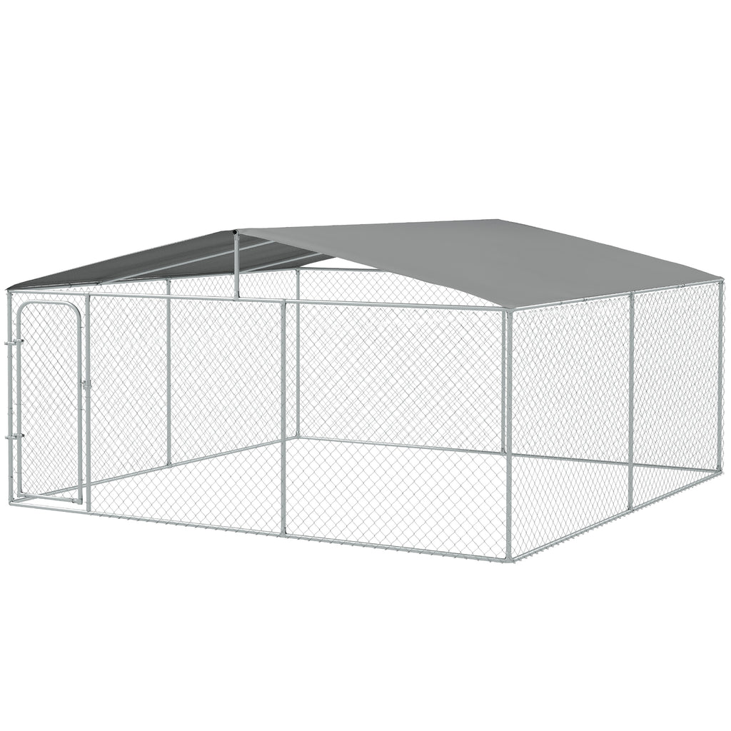 Outdoor Dog Kennel with Cover, 15x15 ft
