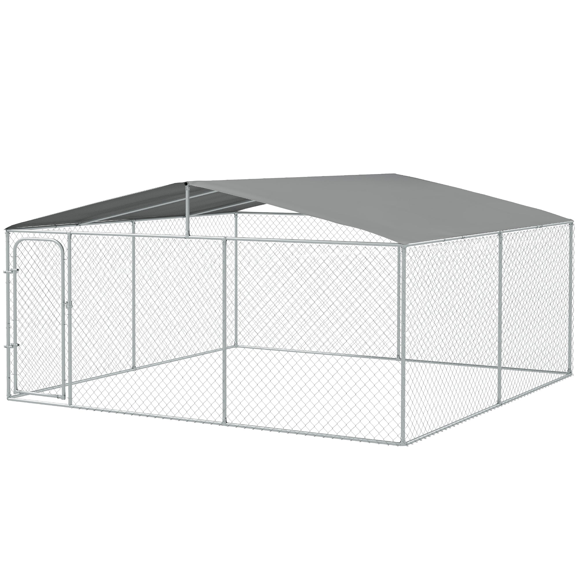 Outdoor Dog Kennel with Cover, 15x15 ft