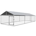 Large Outdoor Dog Kennel with Waterproof UV Roof, Silver