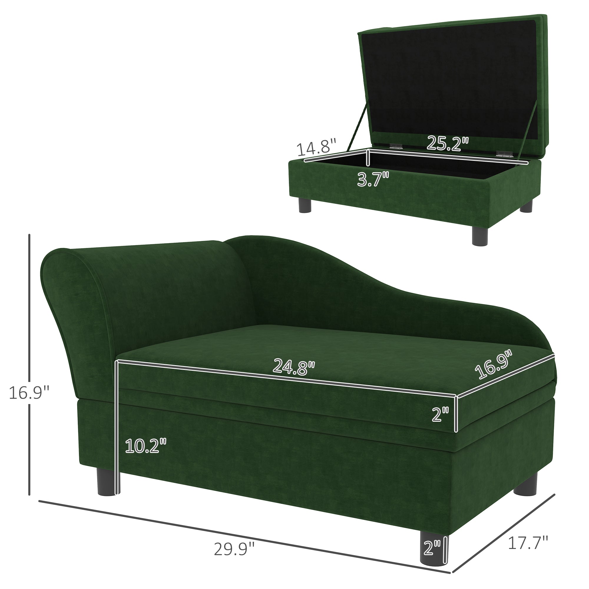 Luxury Pet Sofa Bed with Integrated Storage, Green