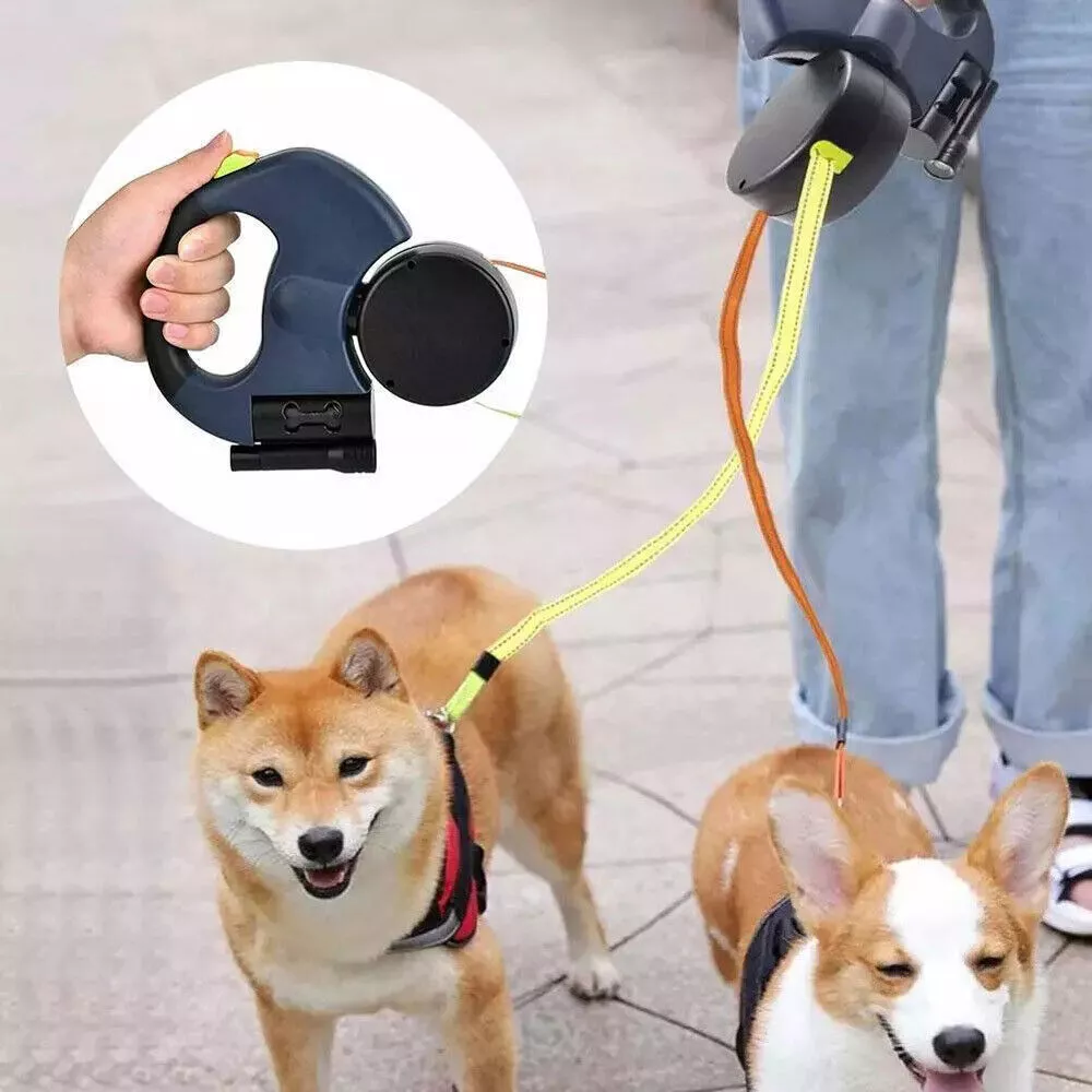 Reflective Retractable Dual Pet Leash