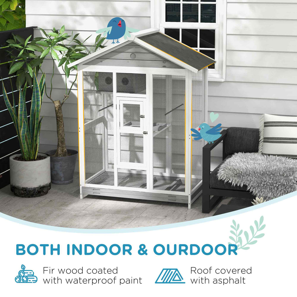 64.5" Wooden Aviary with 4 Perches, Nest, and Slide-Out Tray