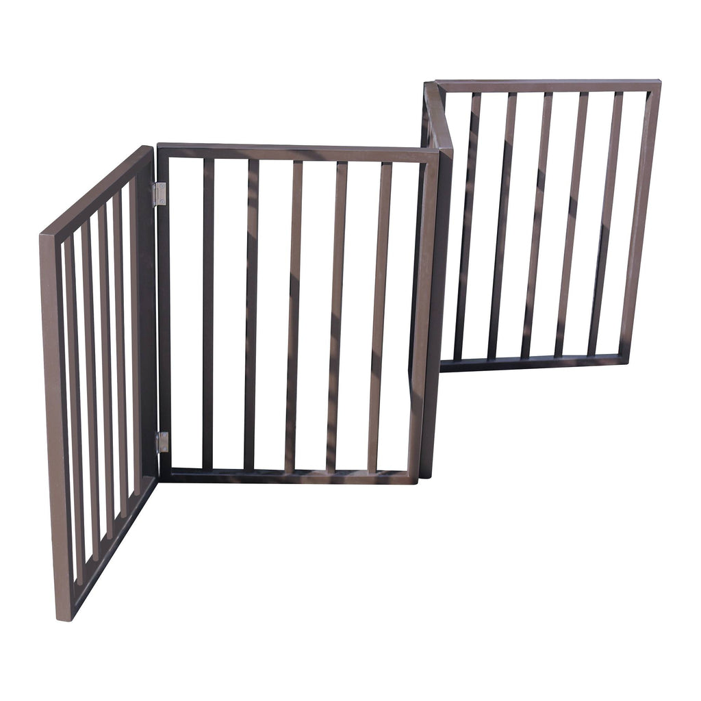 Elegant Folding Pet Gate for Doorways and Stairs, Dark Brown