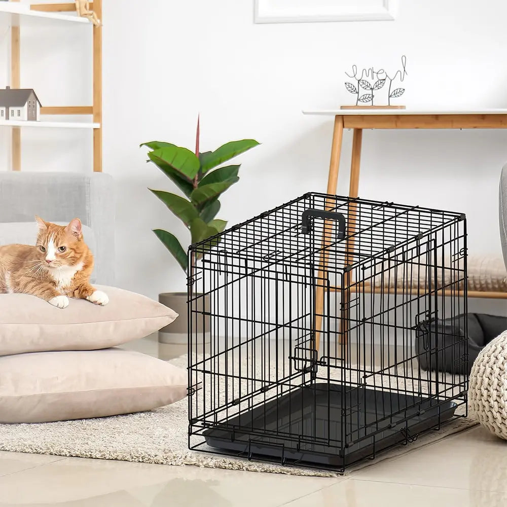 30-inch Black Double Door Pet Crate