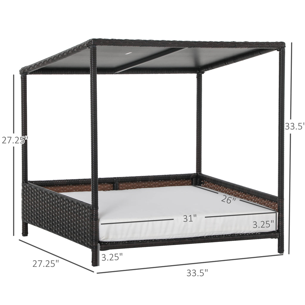 Raised Rattan Puppy Bed, Brown