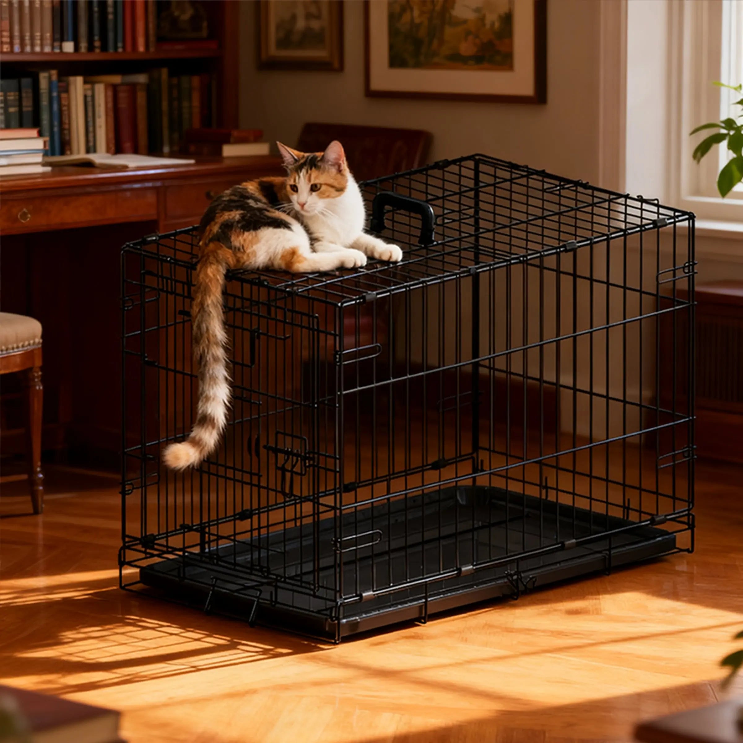 30-inch Black Double Door Pet Crate