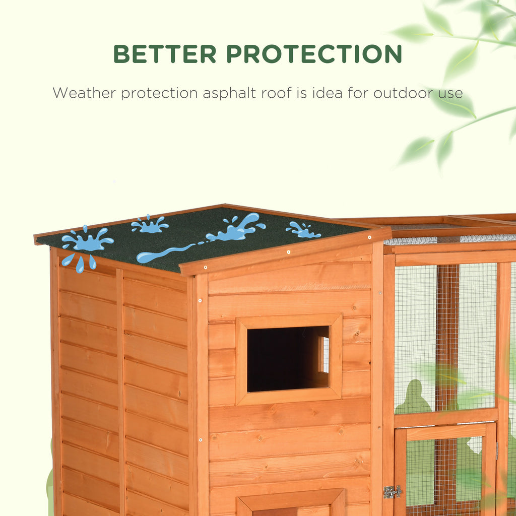 Natural Wooden Outdoor Catio with Platforms and Ramps