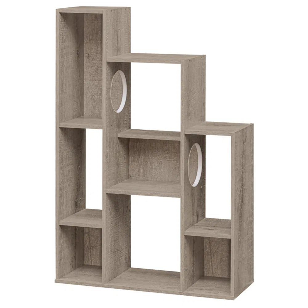 Noble Feline Bookshelf Cabinet, Gray Oak