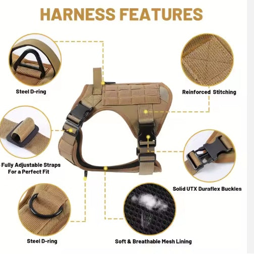 Tactical Service Canine Harness with Reflective Details