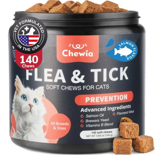 Salmon Flavor Flea & Tick Support Chews for Cats