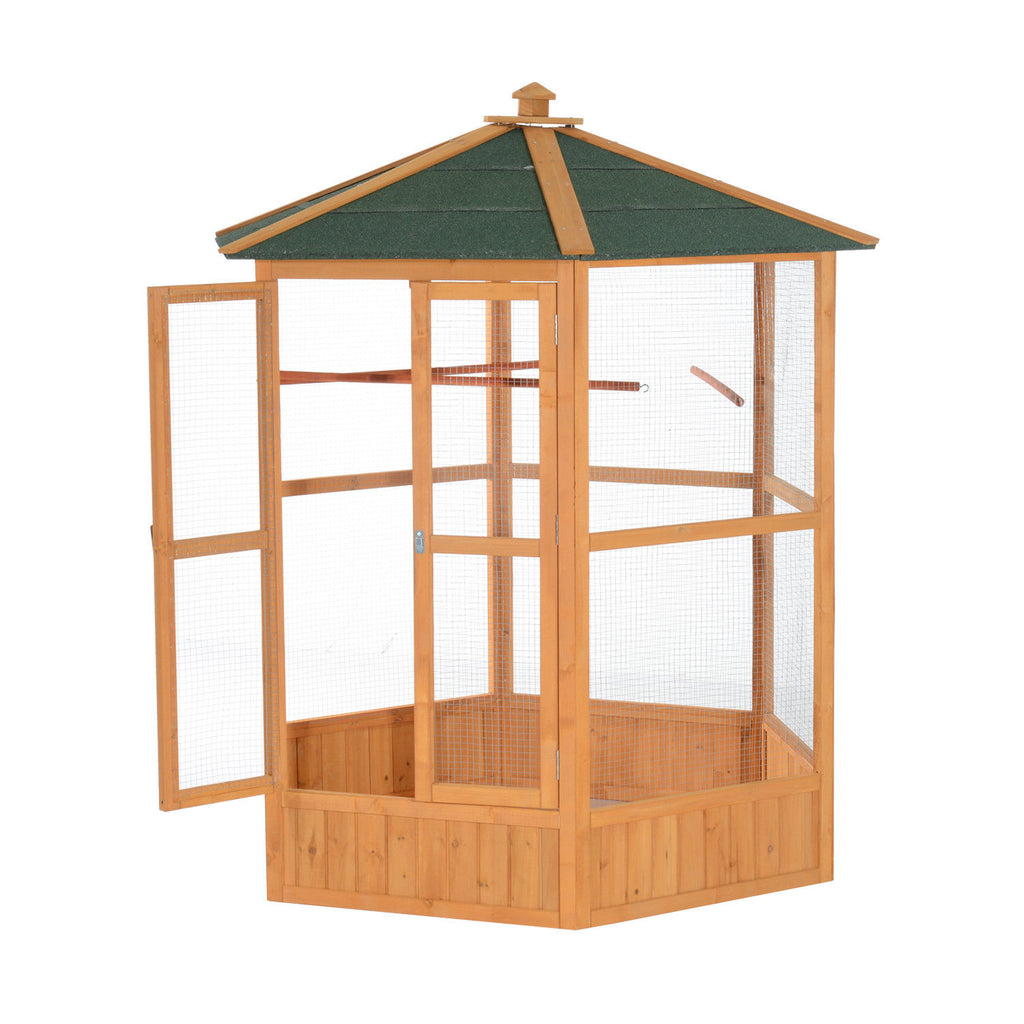 69" Hexagonal Outdoor Aviary Flight Bird Cage with Roof