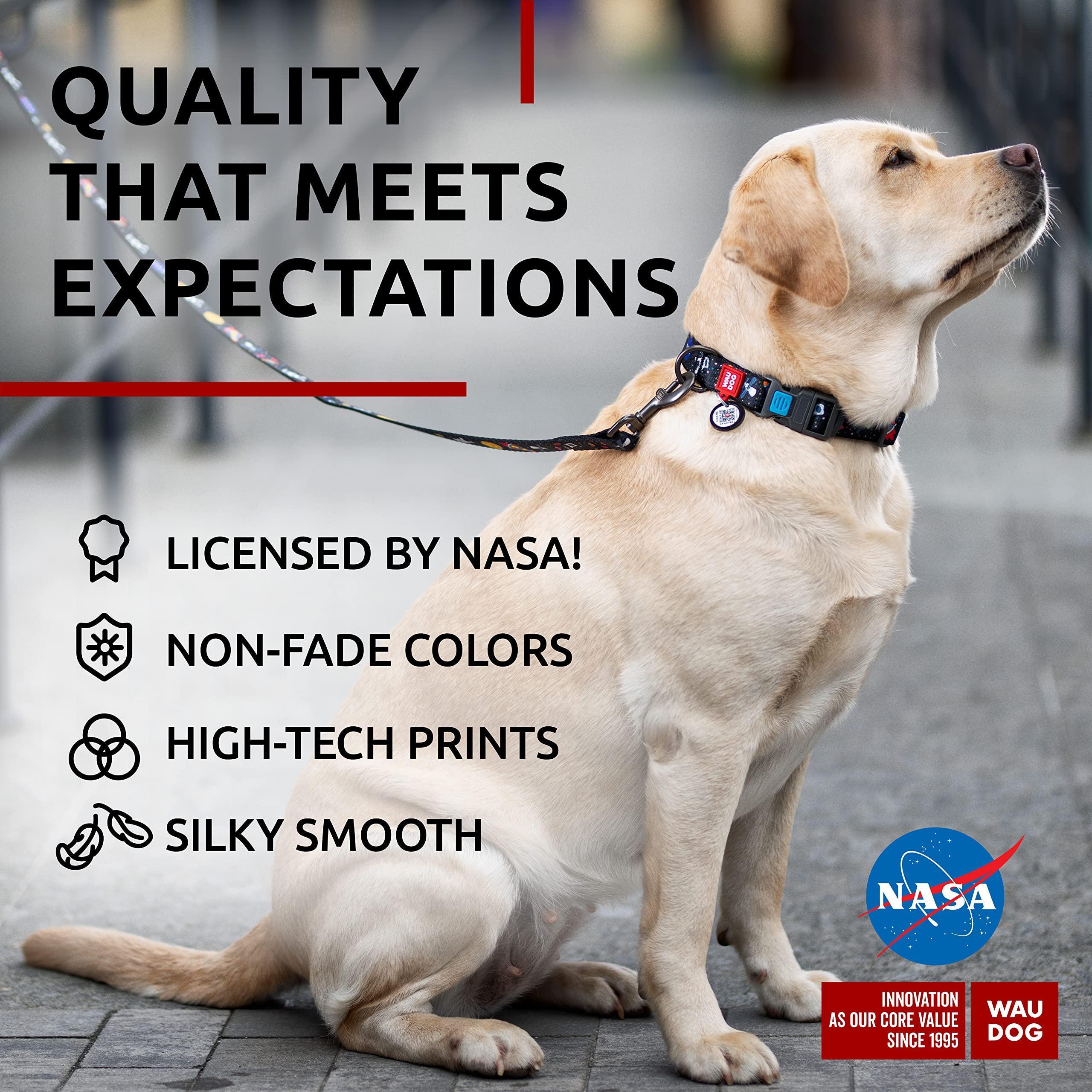Adjustable Nylon Collar for Large Dogs, 12-19 in, NASA