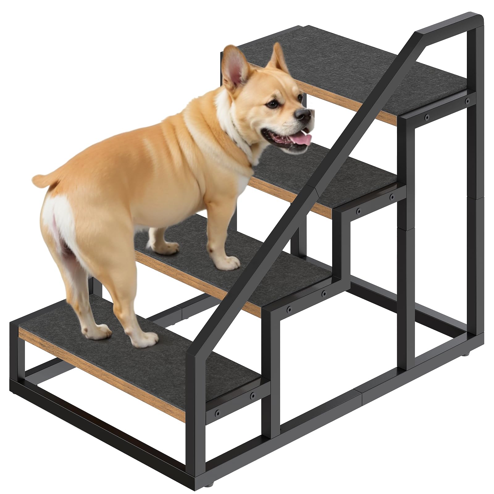 4-Step Pet Stairs for High Beds, Rustic Brown