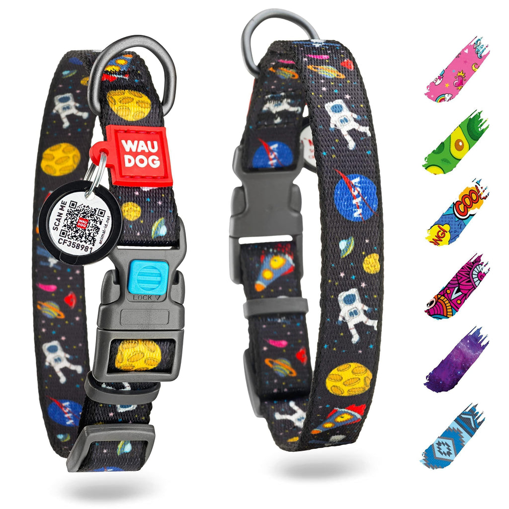 Adjustable Nylon Collar for Large Dogs, 12-19 in, NASA