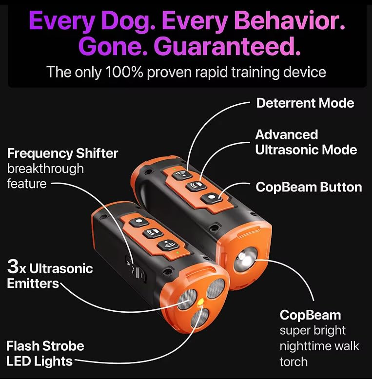Ultrasonic Bark Control & Training Device, 50ft Range