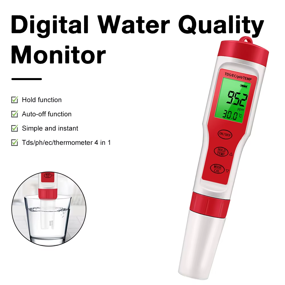 4-in-1 Digital pH EC Meter for Water Testing