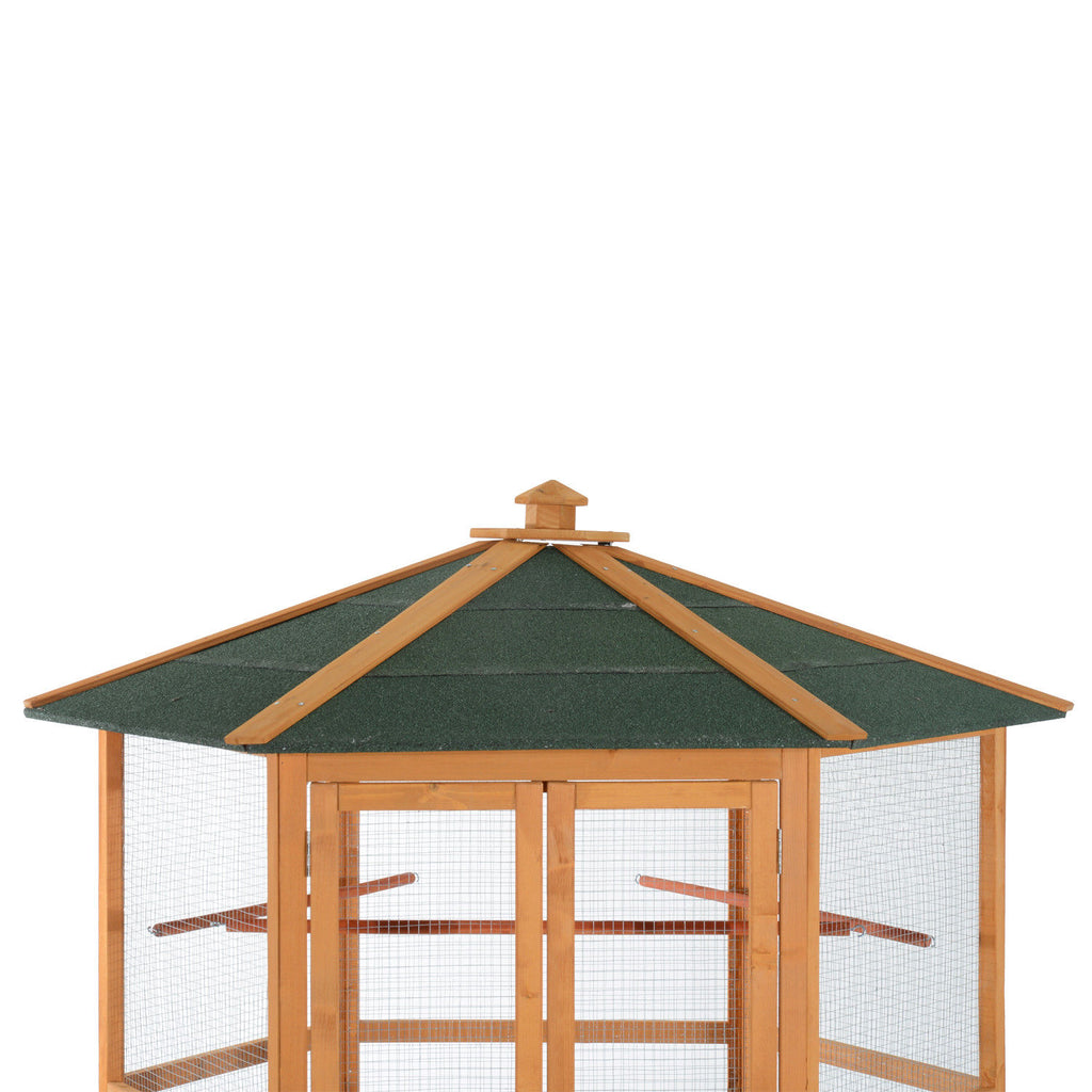 69" Hexagonal Outdoor Aviary Flight Bird Cage with Roof