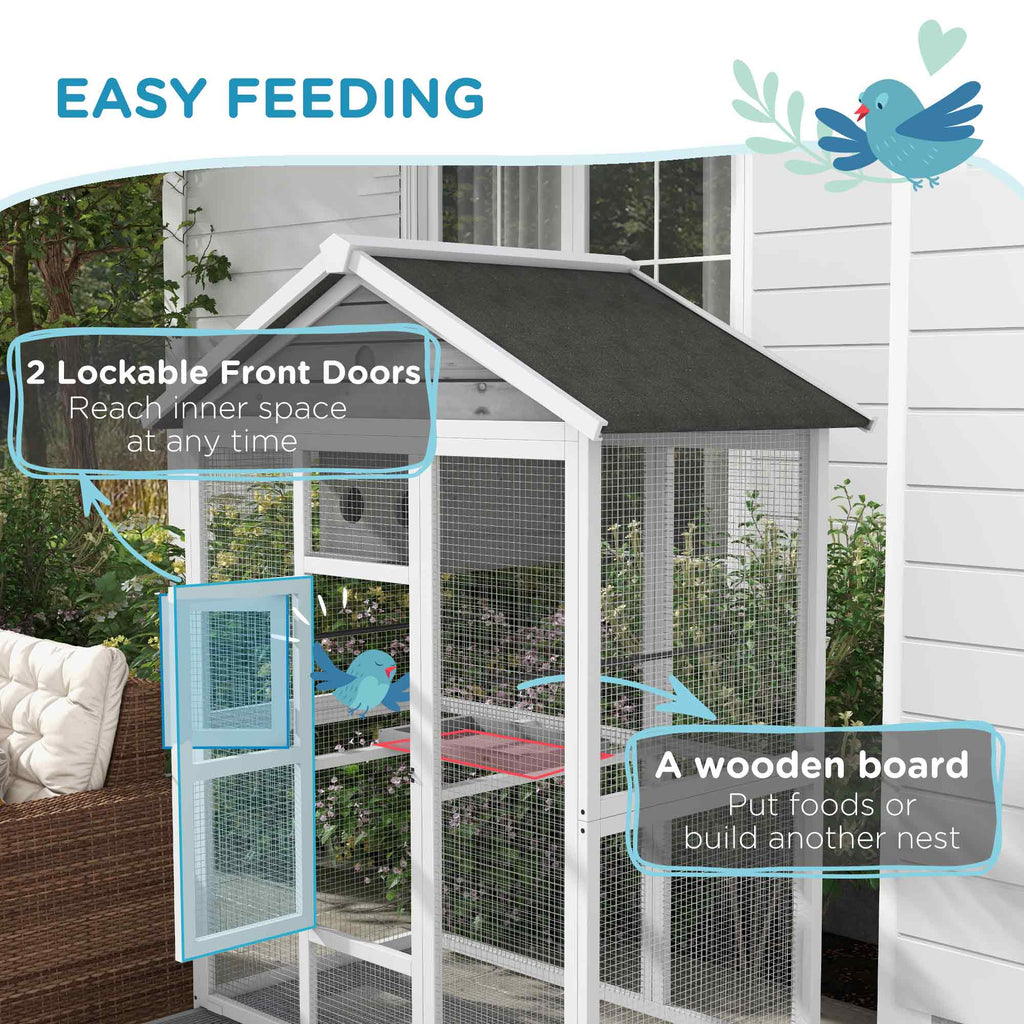 64.5" Wooden Aviary with 4 Perches, Nest, and Slide-Out Tray