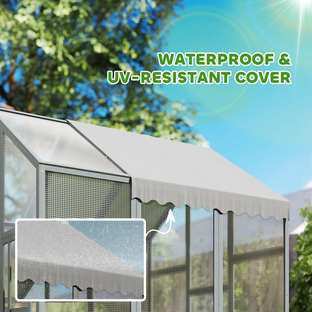 Large Wooden Chicken Run with Waterproof & Anti-UV Cover, Gr