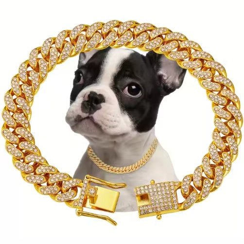 Sparkling Diamond Alloy Pet Chain Choker