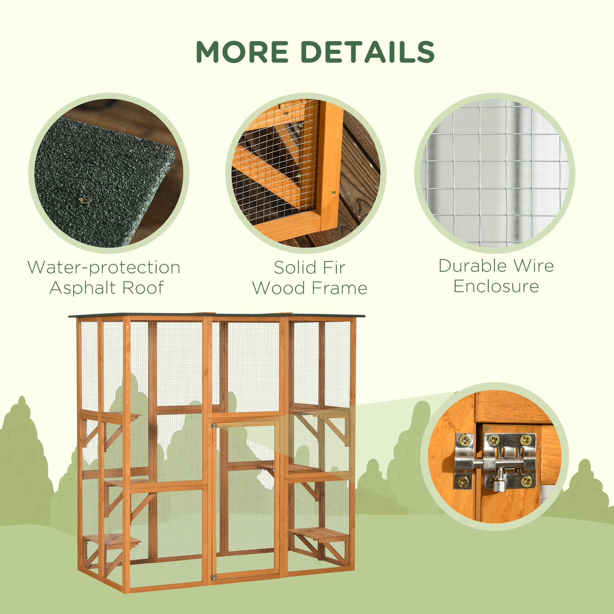 Outdoor Cat Enclosure, 71" L, 6 Ledges, Orange