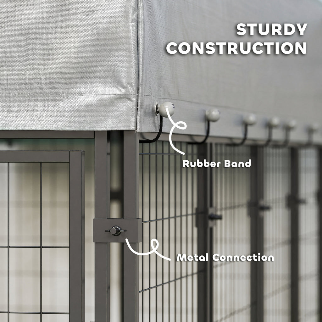 Elite Outdoor Canine Enclosure with Canopy, Silver