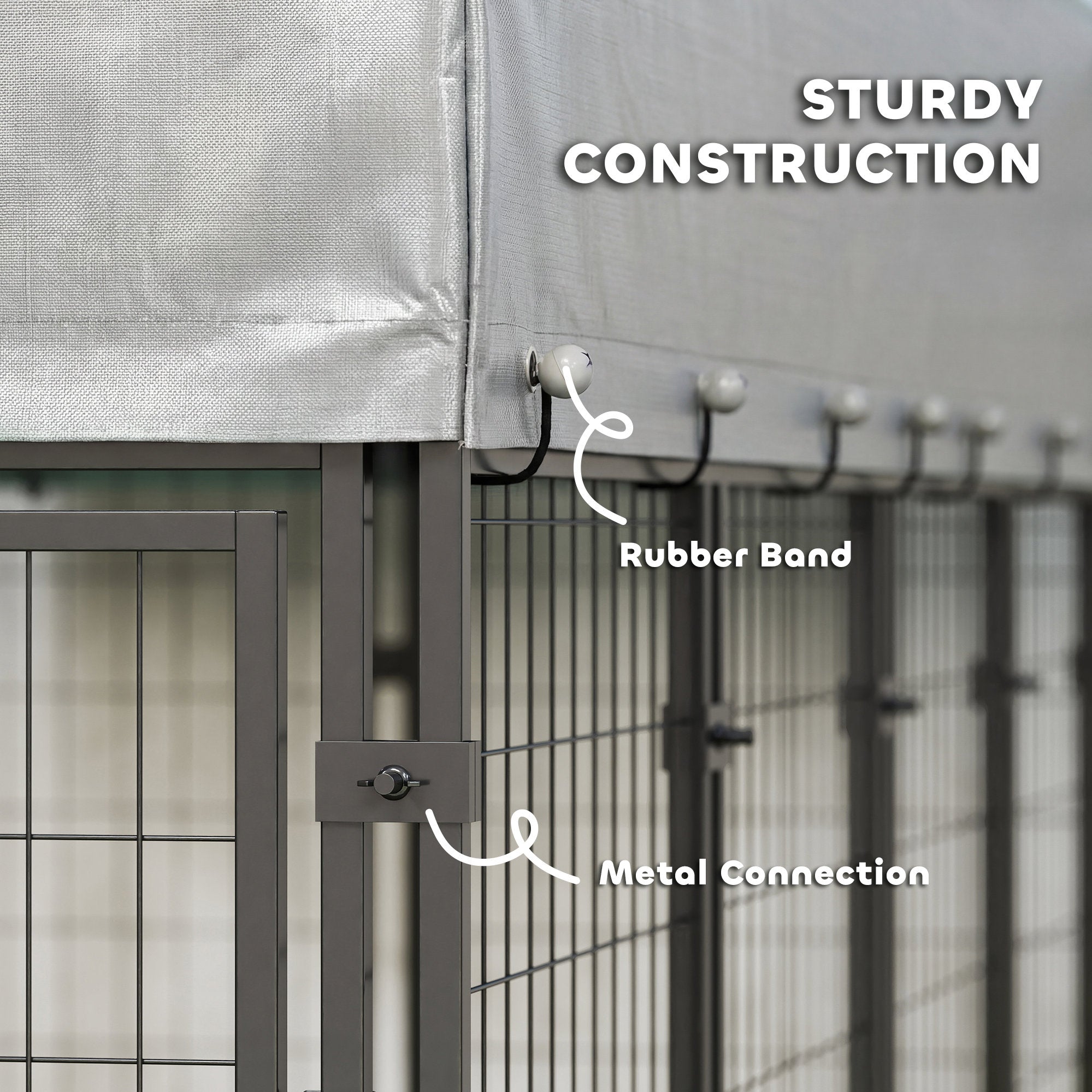 Elite Outdoor Canine Enclosure with Canopy, Silver