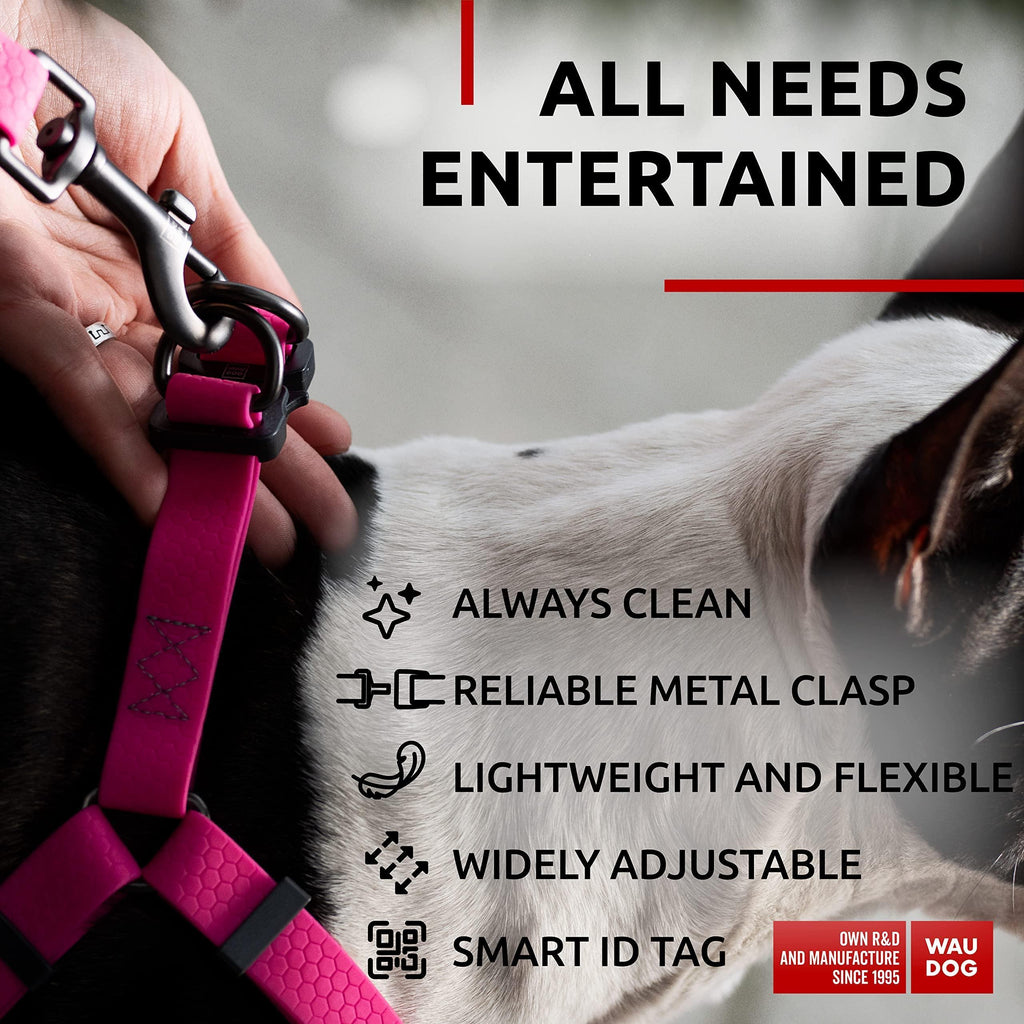 Pink Waterproof Dog Harness - Small, Adjustable 16-22"