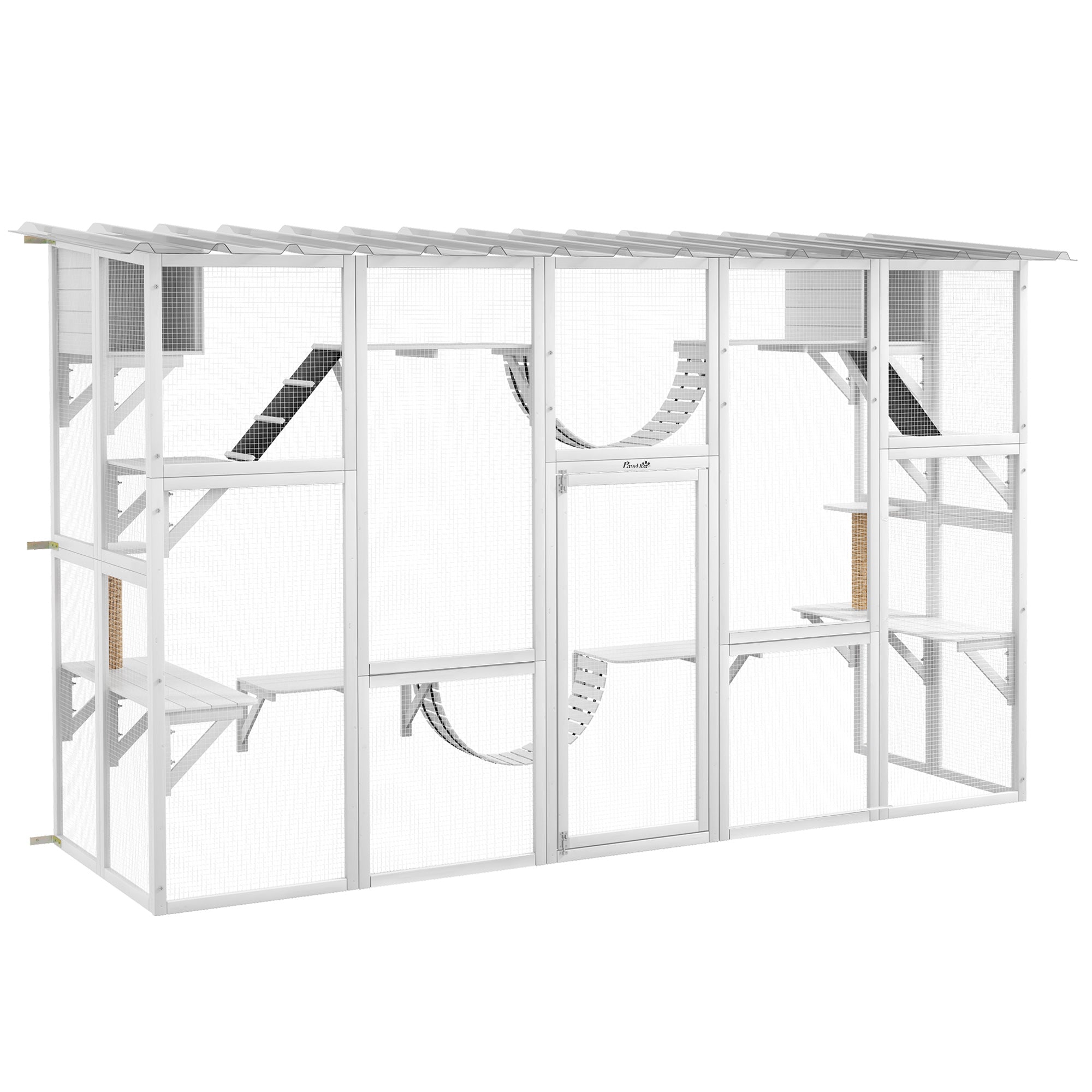 Large Cat Window Enclosure with Shelves, White